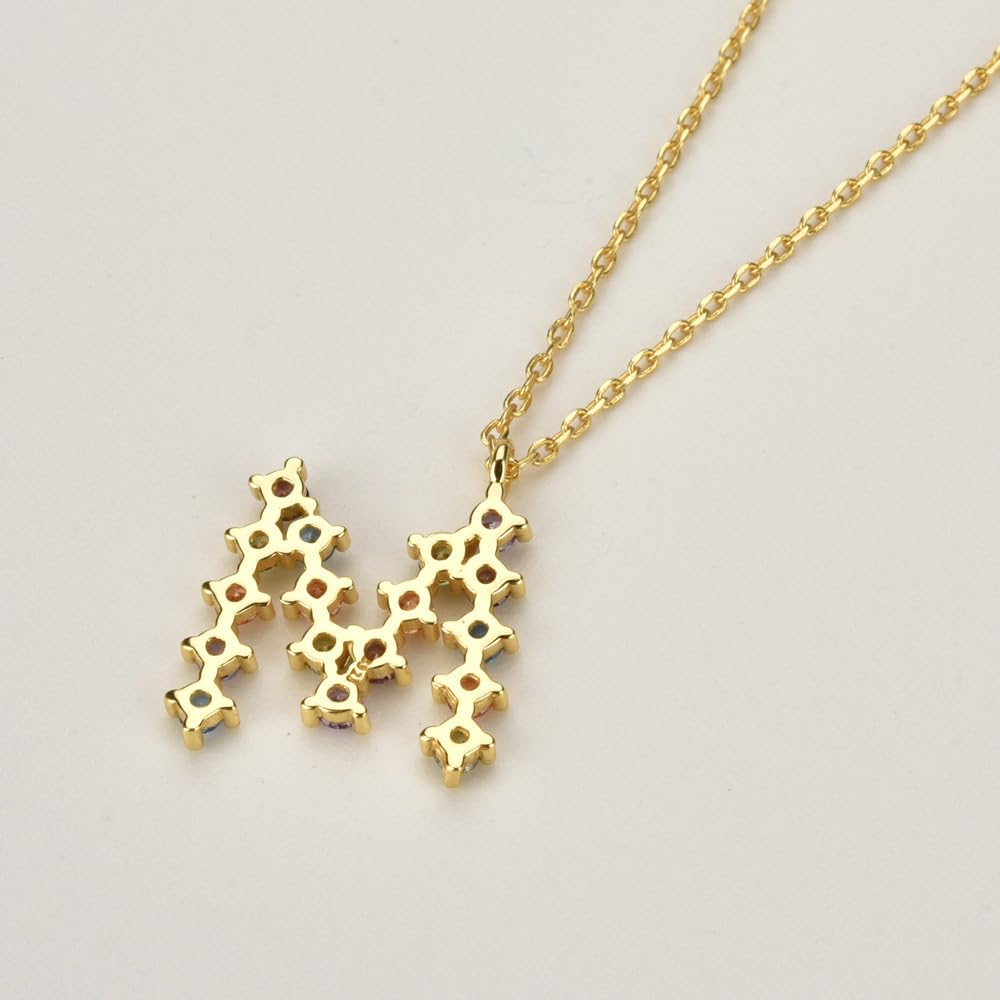 LYGBAOFUL Halskette Sterling Silber Buchstabe Geburtsstein, L Initial Anhänger Bunte Zirkonia Initialen Namenskette Halsband Für Frauen Dame Mädchen Schmuck