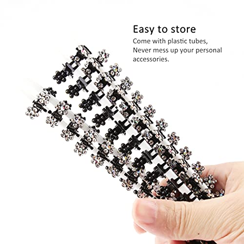 ANBALA 65 piezas Mini Clips para el Cabello Pinza con Dientes Antideslizantes y Brillo de Cristal Blanco miniatura 5