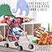 fash n kolor® - Doll Stroller My First Baby Doll Strollers Toy - Flower Design with Basket in The Bottom- Doll Accessories 2 Free Magic Bottles Included (Polka Dot)