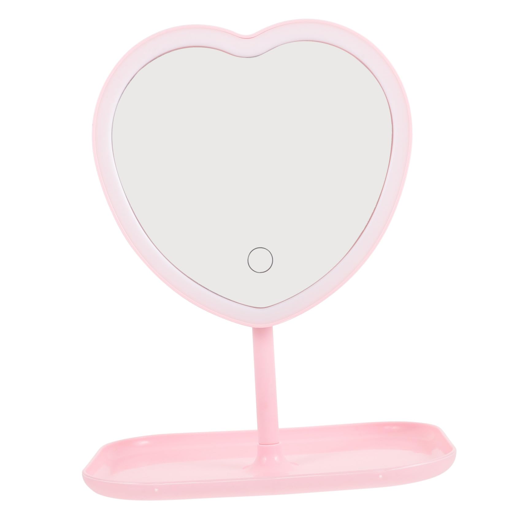 Miroir cosmétique éclairage LED rose sur table de maquillage chic