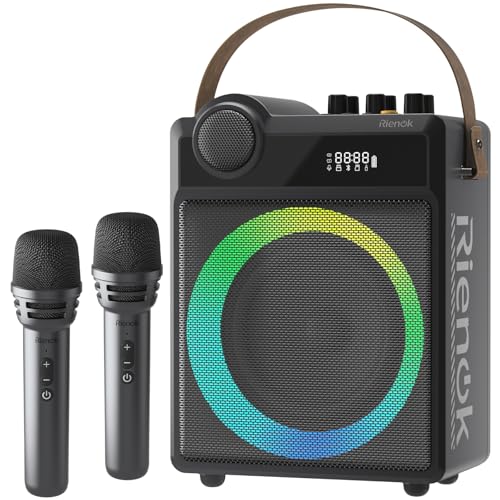 RIENOK 100W Portable Voice Amplifier with 2 Wireless Microphones, Big
