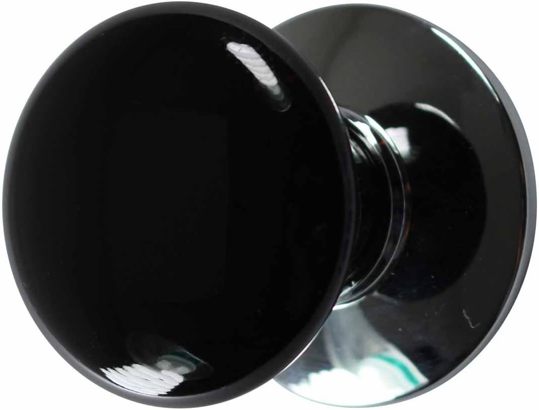 Renovators Supply Manufacturing Cabinet Knob Black Chrome 1 1/2" Dia W/Backplate
