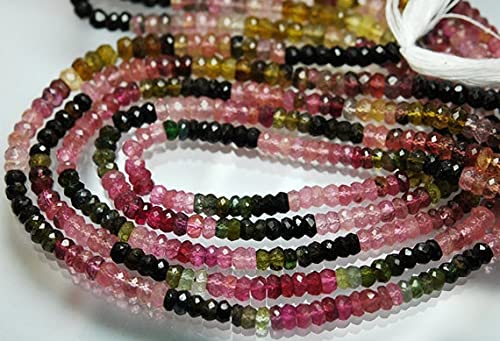Tourmaline multicolore facettée 4.5-5mm : fil de perles rondelles LKBEADS pour joaillerie