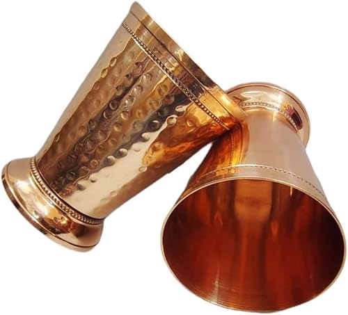 Miniatura 4 de Bona fide - Juego de 2 vasos de cobre puro martillado  Taza de cobre del viajero para servir agua  Para beneficios para la salud ayurveda combo de 2