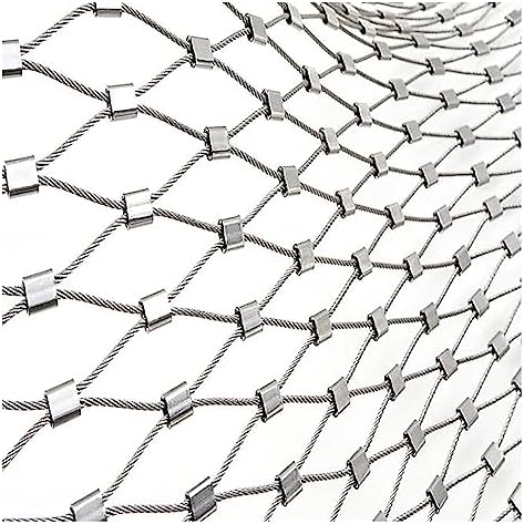 Flexible Stainless Steel Rope Mesh – Durable Woven Wire with Snaps, Heat Resistant Animal & Poultry Cage Net, High Altitude Anti-Fall Metal Net for DIY Decor (Color: Diamond, Size: 5cm)