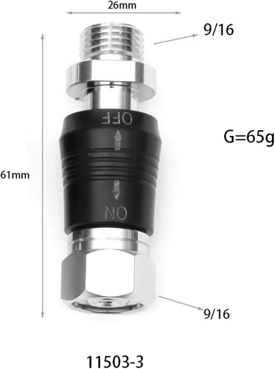 2X Scuba Diving Regulator Adaptor 9/16 Thread Connector with on Off Switch Valve Medium Pressure Replacement,Style C