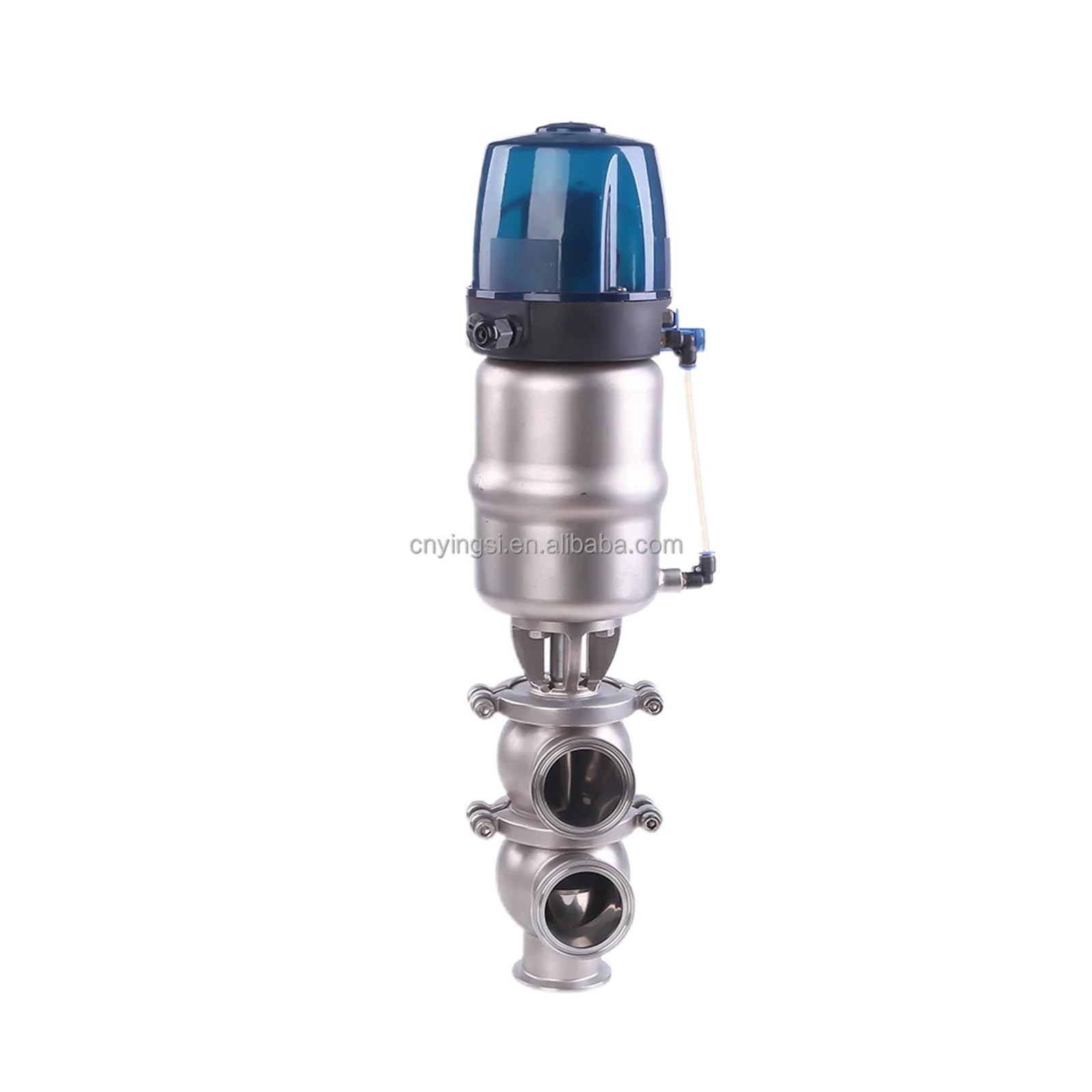 Válvula de flujo dividido neumática CNC con sello caucho Epdm acero inoxidable