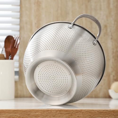 Colander Stainless Steel Set of 3 Colander with Handle & Round Base Stackable Kitchen Strainer Metal Food Strainer for Pasta, Spaghetti, Vegetable, Fruit and Rice (1.5qt/ 2qt/ 4qt) - Image 6