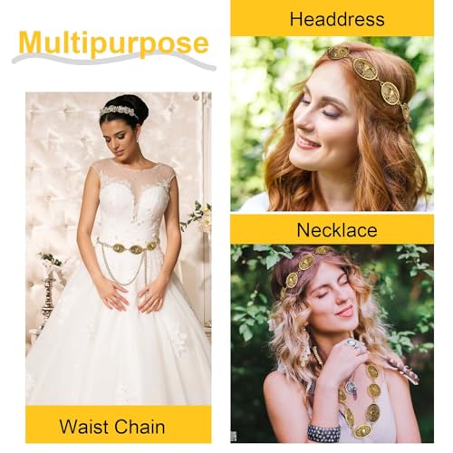 Western Metal Concho Belt for Women Oval Cowgirl Chain Belts Waist Chain Link Belt Boho Turquoise Belts for Dresses Jeans Country Concert Outfit4