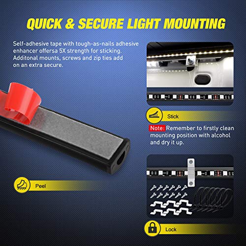 Image of Nilight - TL-31 2PCS 60Inch RGB Truck Bed Light Strip Kit 180 LED RF Remote Control with On Off Switch Blade Fuse 2Way Splitter Extension Cable for Cargo Pickup Truck SUV RV Boat, 2 Years Warranty
