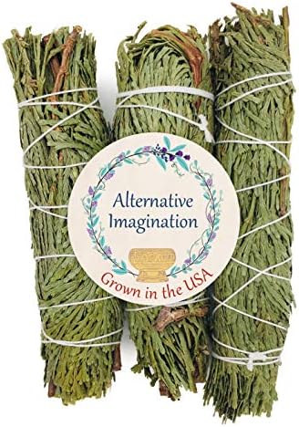 Cedar Incense Wands, Package of 3, 4" Smudge Stick Bundles. Grown in The USA.