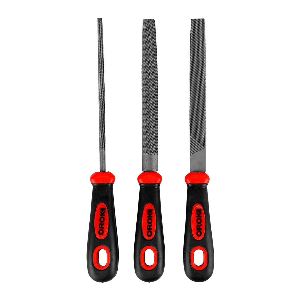 OROK - Set of 3 Brake Caliper Cleaning Files - 3 Different Shapes (Round, Half Round, Flat) - Total Length 260mm, T2 Alloy Steel