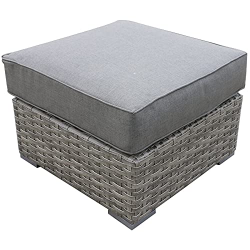 Teva Furniture Bali Silver/Gray Two-Tone Wicker Ottoman in Charcoal Gray Cushion