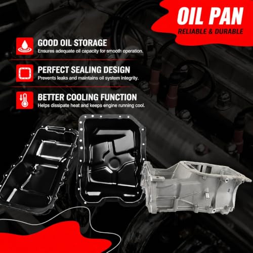 Image of 264-455 Engine Oil Pan Sump with Drain Plug Compatible with Honda CR-V 2012 2013 2014 l4 2.4L Sport Utility Replace 11200R5A000