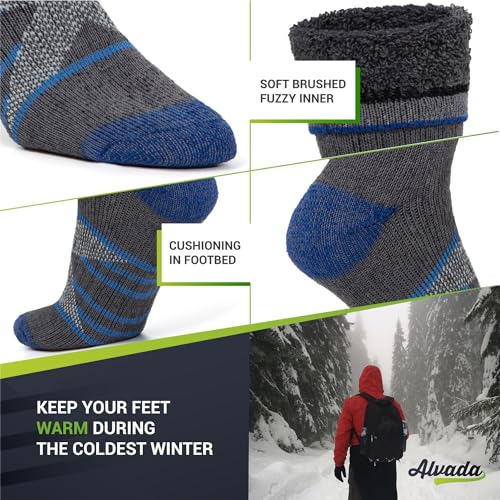 Image of Alvada Merino Wool Hiking Socks Thermal Warm Crew Winter Boot Sock For Men & Women 3 Pairs