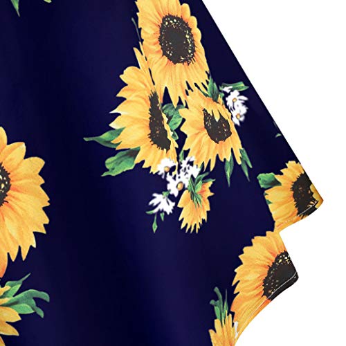 heavKin--Maternity Blouse Women's Short Sleeve S ummer Tight Round Neck Perspective Mesh Printed Short Sleeve Top T-Shirt (Navy, XL)