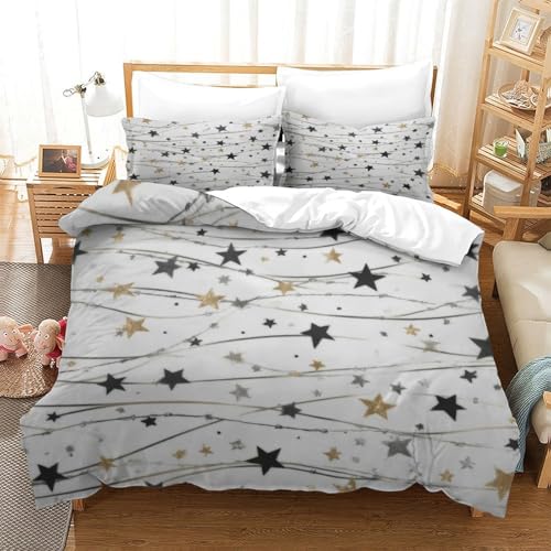 Drap de couette 3D imprimé étoiles en microfibre hypoallergénique 135x200