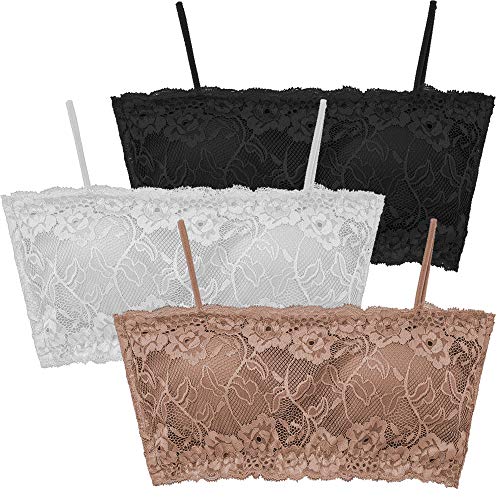 Kit 3 Top Faixa Cropped Renda Alça Tomara Que Caia Sutiã Multicor (M)