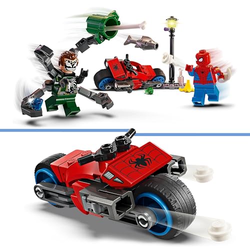 LEGO Marvel Motorrad-Verfolgungsjagd: Spider-Man vs. Doc Ock, Superhelden-Spielzeug für Kinder mit Figuren, Shootern und Web-Shooter… – Ansicht 3