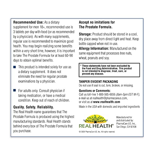 Real Health The Prostate Formula With Saw Palmetto Supplement For Men, 3 Month Supply, Supports Healthy Prostate Function, Better Bladder Emptying, Reduced Urinary Urges, 270 Tablets #TOP7