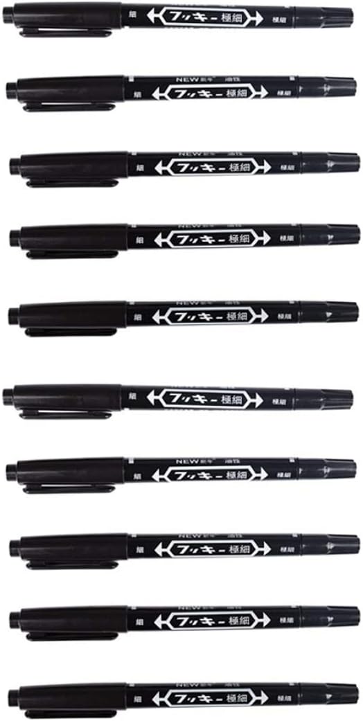 10Packs Professional Body Art Pens Temporary Tattoo Marker Skin Marker Positioning Pen Permanent Makeup Body Art Beauty Tool(Black) Marker Pen