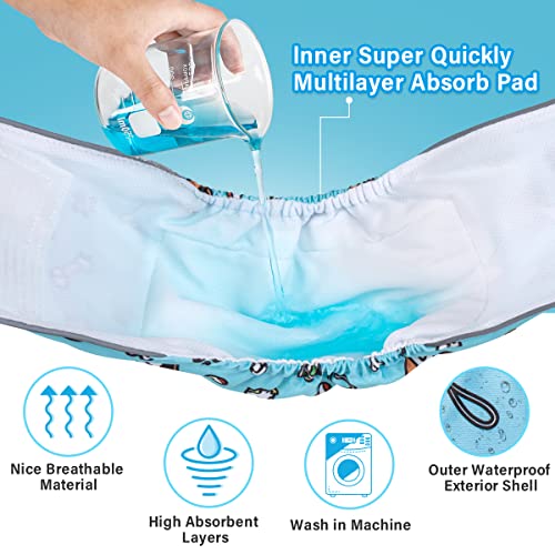 Joyshare Washable Male Dog Diapers With Reflective Strips - Washable Belly Bands, High Absorbency Cartoon Male Dog Wraps (Pack Of 3) - Reusable Diapers For Male Dogs Incontinence And Puppy Xs #TOP2