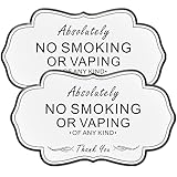 Absolutely No Smoking Vaping of Any Kind Signs,(2 Pack) RAMIEYOO Designer Acrylic Smoke Free Signs,Double Sided Tape,Easy Installation,Great for Home,Buiness,Indoor/Outdoor Use (WHITE)