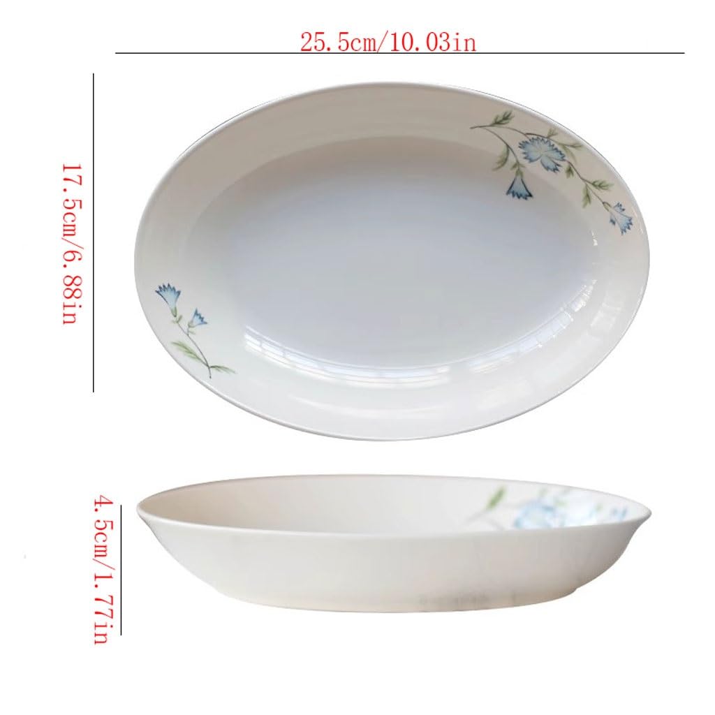 Platos Para La Cena Plato De Cena De Cerámica Pintado A Mano, Plato De Pescado Ovalado De Porcelana De Hueso For El Hogar, Plato De Desayuno, Plato De Cena Occidental Juego De Vajilla