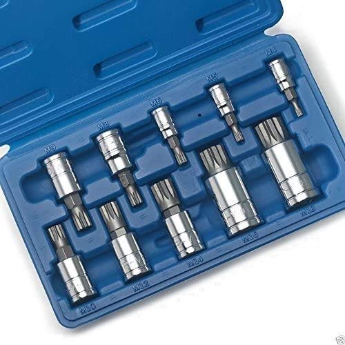 J&R Quality Tools Xzn Triple Square Spline Bit Socket Set, S2 Steel | 10-Piece Set #TOP4