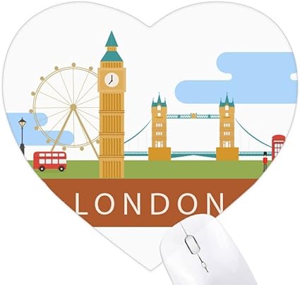 Amazon ロンドン橋の英国イギリスビッグベン ロンドンアイのイラスト ハート型マウスパッドゴムパッド マウスパッド 通販