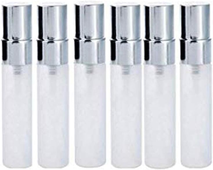JJKMALL- 10pcs Mini Fine Mist Frosted 5ml 1/6OZ Atomizer Glass Bottle Spray Refillable Fragrance Perfume Empty Scent Bottle for Travel Party Portable Makeup Tool Free 3ML Pipette （Silver Cap）