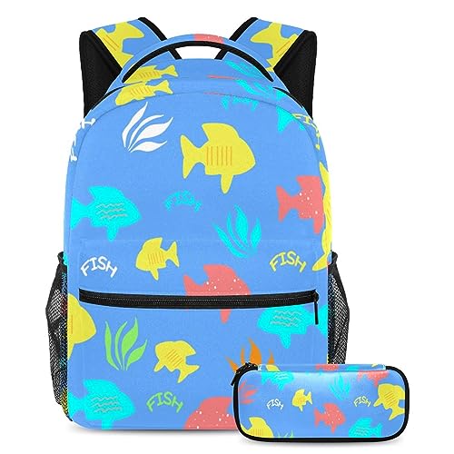 Sac à dos silhouette de poisson robuste, fini le désordre avec ce lot de 2 cartables ados