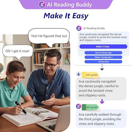 Image of WorldPenScan AI Reader - Reading Pen with AI Reading Companion, Built-in Dictionary, Text-to-Speech, Translation & Reading Support for Kids | English, Spanish & Chinese