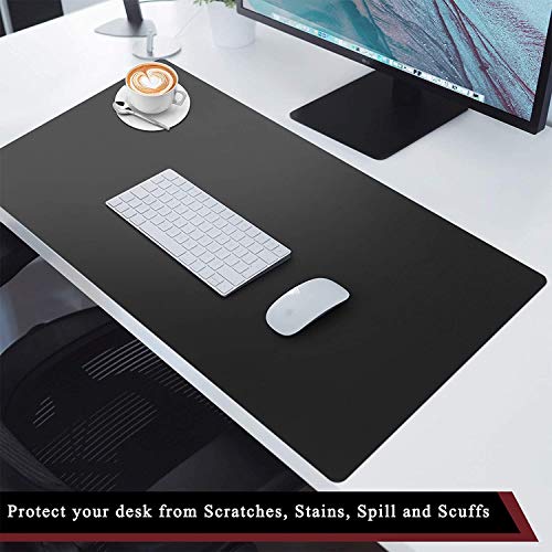 Image of House of Quirk Laptop Keyboard Mouse Felt Pad with Paper and Pen Pocket for Desktops (78.7 x 39 CM, Red /Black)
