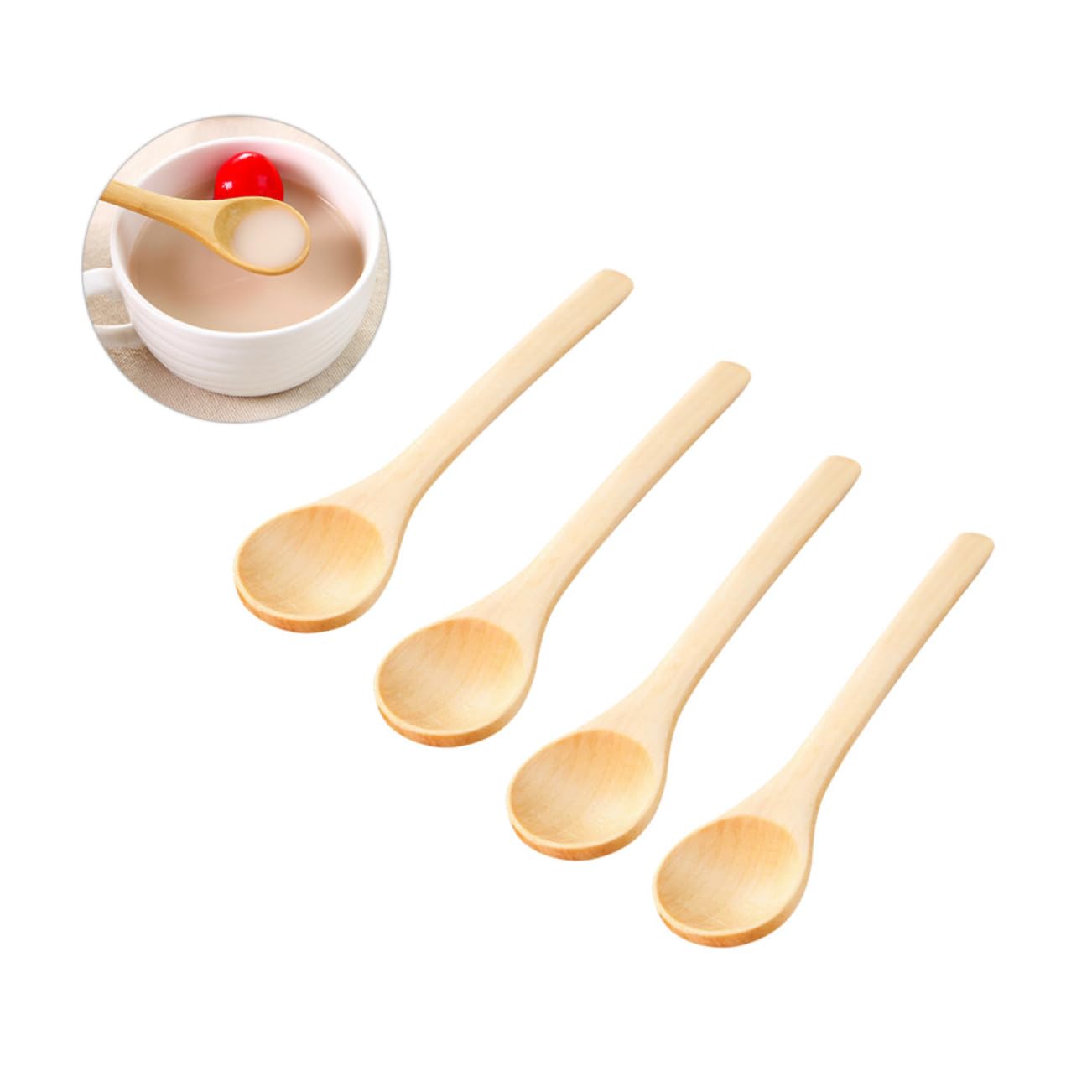 Alipis Stirring Spoon Set of 10 Wooden Spoons Long Handles Large Size Perfect for Cooking Baking Tea Honey