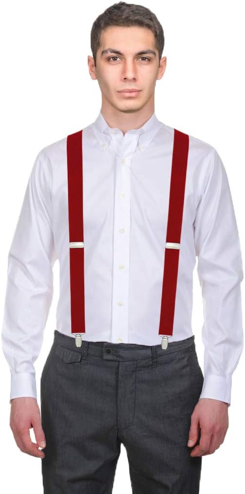 Moulen Men's X-Back 1.4 Inches Wide 4-Clips Adjustable Suspenders - Image 4