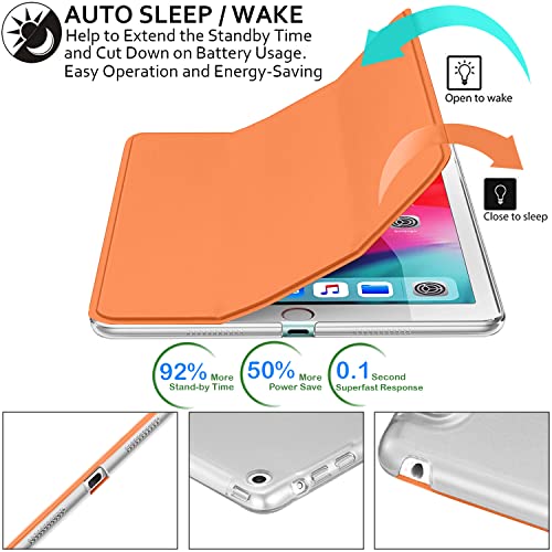 Image of DuraSafe Cases For iPad PRO 12.9 Inch 1st [ Pro 12.9 1 Generation 2015 ] A1652 A1584 ML3Q2HN /A ML3N2HN /A ML3K2HN /A ML0H2HN /A Trifold PC Lightweight Smart PU Leather Protective Hard Back Cover - Orange