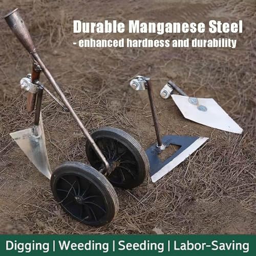 Juego de herramientas de jardinería 3 en 1, arado de azada de doble rueda, acero al manganeso para desmalezar, excavar y plantar, cultivador manual multifuncional