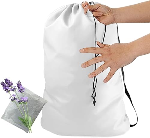 Bolsa de lavandería resistente con correa para el hombro y cordón de bloqueo, resistente al desgarro, tamaño XL de 24 x 36 pulgadas, soporta 40
