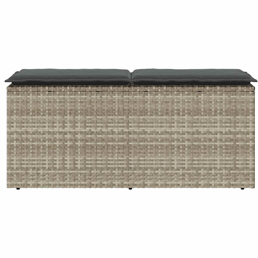 vidaXL Gartenbank mit Kissen Hellgrau 110x40x44 cm Poly Rattan, Terrassenbank, Außenbank, Garten Sitzbank, Outdoor Bank, Sitzbank, Sitzbank Terrasse
