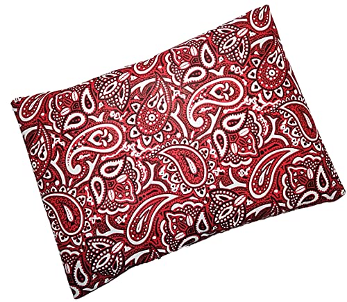 Microwavable Corn Filled Heating Pad and Cold Pack/Washable 100% Cotton Cover (Bandana - Shiny Red 7.5in W x 11in L)