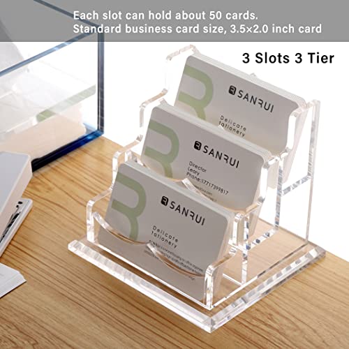 Yuxun Business Card Holder Display For Desk, Clear Acrylic Cards Organizer 3 Tier 3 Slots, Business Card Stand For Men And Women 1 Pack (3 Slots) 3Slots #TOP3