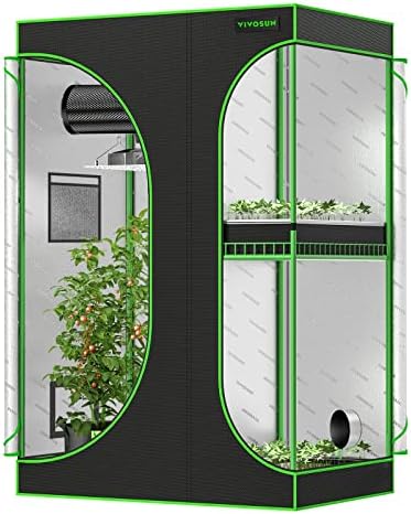 VIVOSUN D548 2-in-1 5x4 Grow Tent, 60"x48"x80" High Reflective Mylar with Multi-Chamber and Floor Tray for Hydroponic Indoor Plant