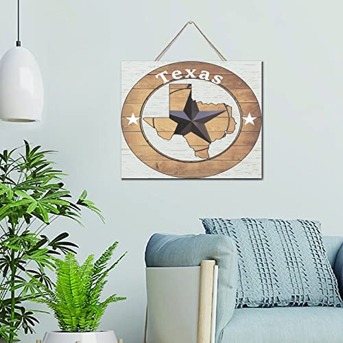 Enseigne en bois Texas Lone Star : plaque murale artisanale vintage 25x30 cm
