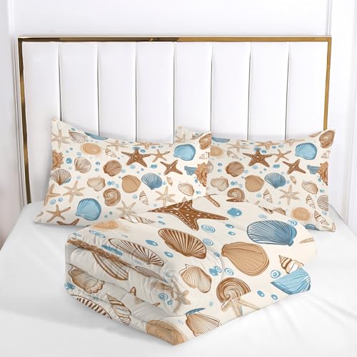 Parure de couette océan 200x200cm beige avec 2 taies - 6
