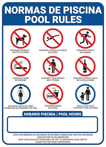 Schild für den Pool aus Aluminium, Emaille, groß, 43 x 31 cm, Zufriedenheitsgarantie, echte Fotos, Pool-Regeln