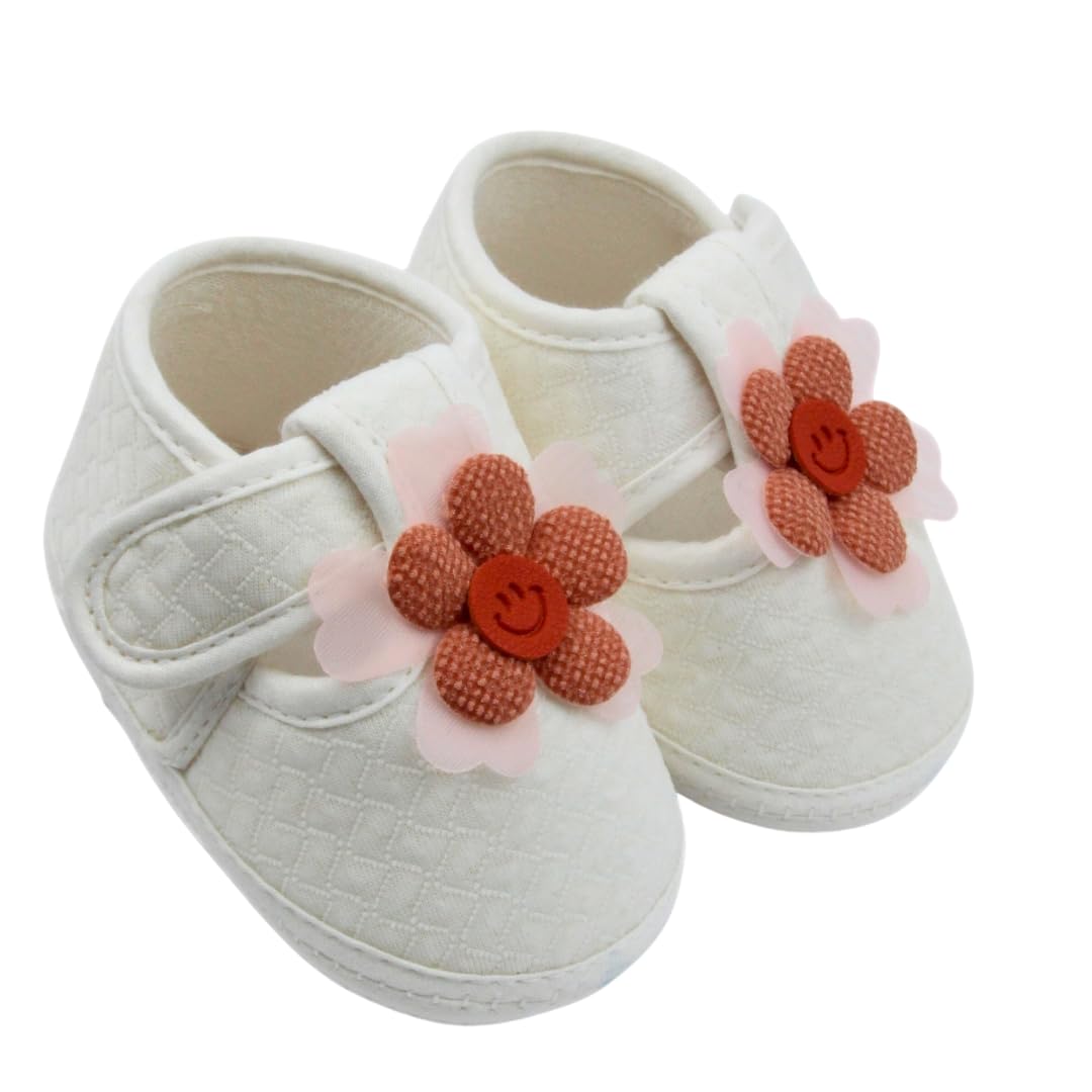 Baby Girls Soft Cotton Floral Velcro Belly Sandal/Booties For 6to 12 Months/12 to 18 Months/18 to 24 Months-BT4915