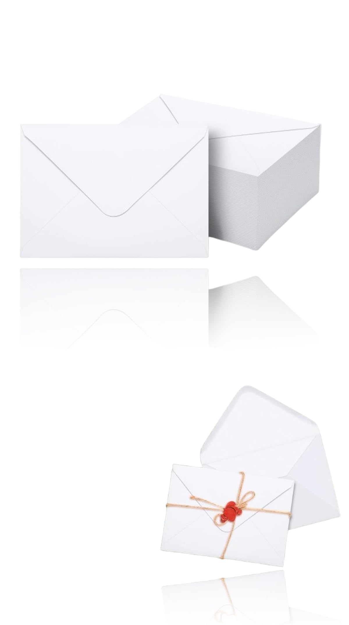 – Sweet seven 50 Packs of White Invitation Envelopes with V Flap - Perfect for Graduation, Baby Shower, Wedding, and RSVP Cards - 12.5x17.5cm