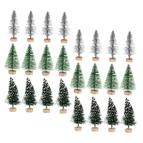 CHILDWEET 24 Piezas De Adornos Navideños para Decoración De Habitaciones Mini Adornos De Festón Base De Adorno Navideño Decoración De Chimenea Navideña Árboles De Navidad Árbol