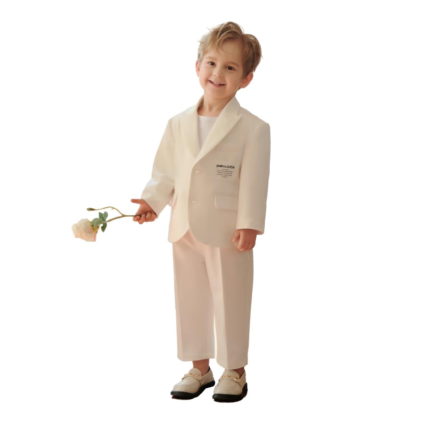Boys' Suit Formal 2 Piece Set Solid Kids Suits Blazer Pants Summer for Dresswear Wedding Ring Bearer Outfit